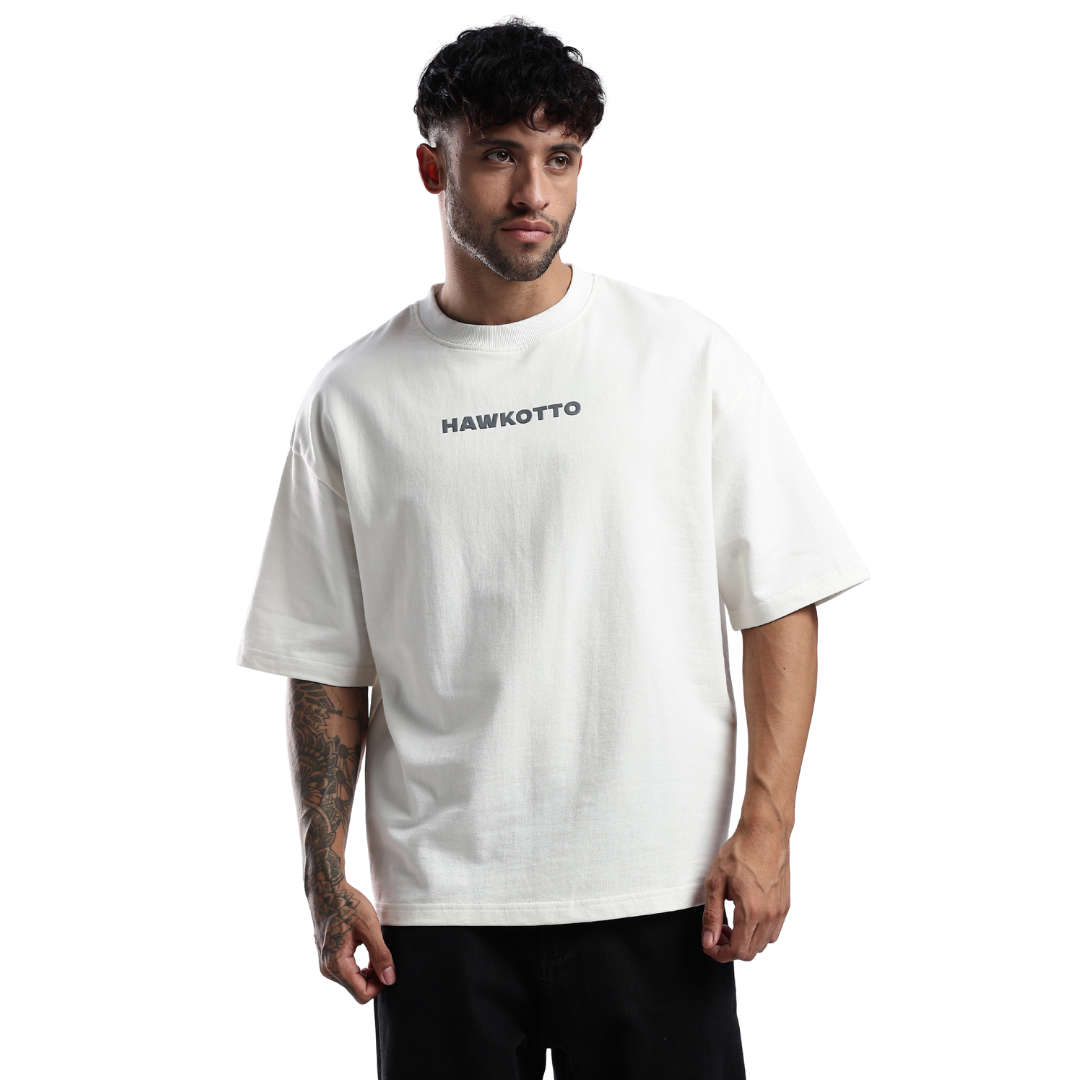 HAWKOTTO Drop Shoulder Tee - White