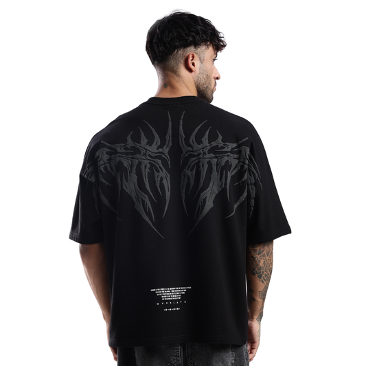 HAWKOTTO Gothic Demon Wing Oversized Tee