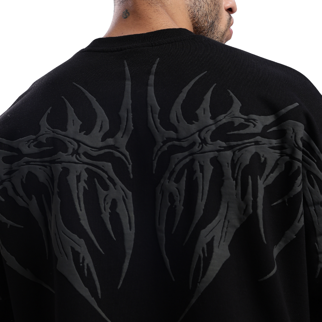 HAWKOTTO Gothic Demon Wing Oversized Tee