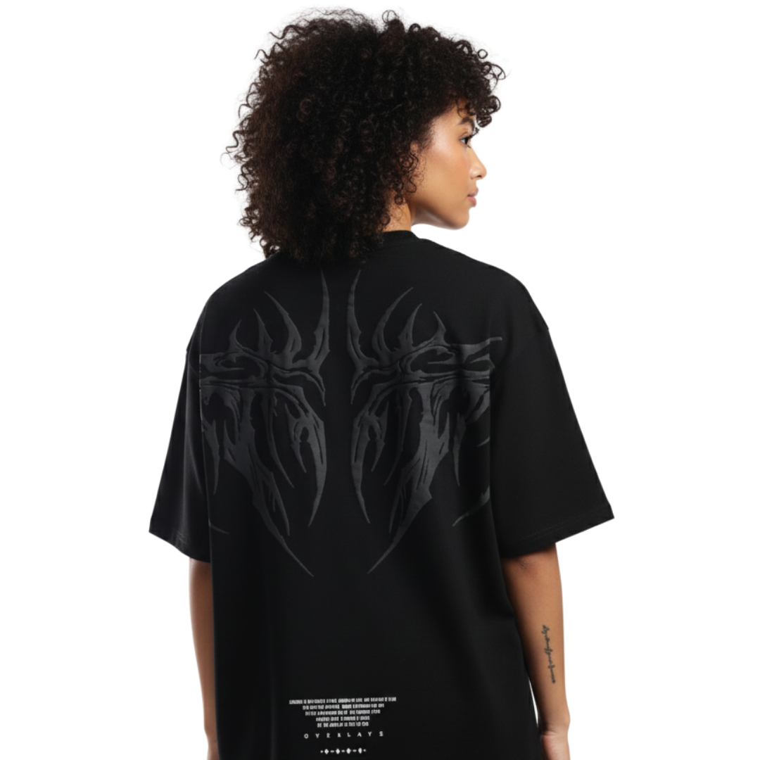 HAWKOTTO Gothic Demon Wing Oversized Tee